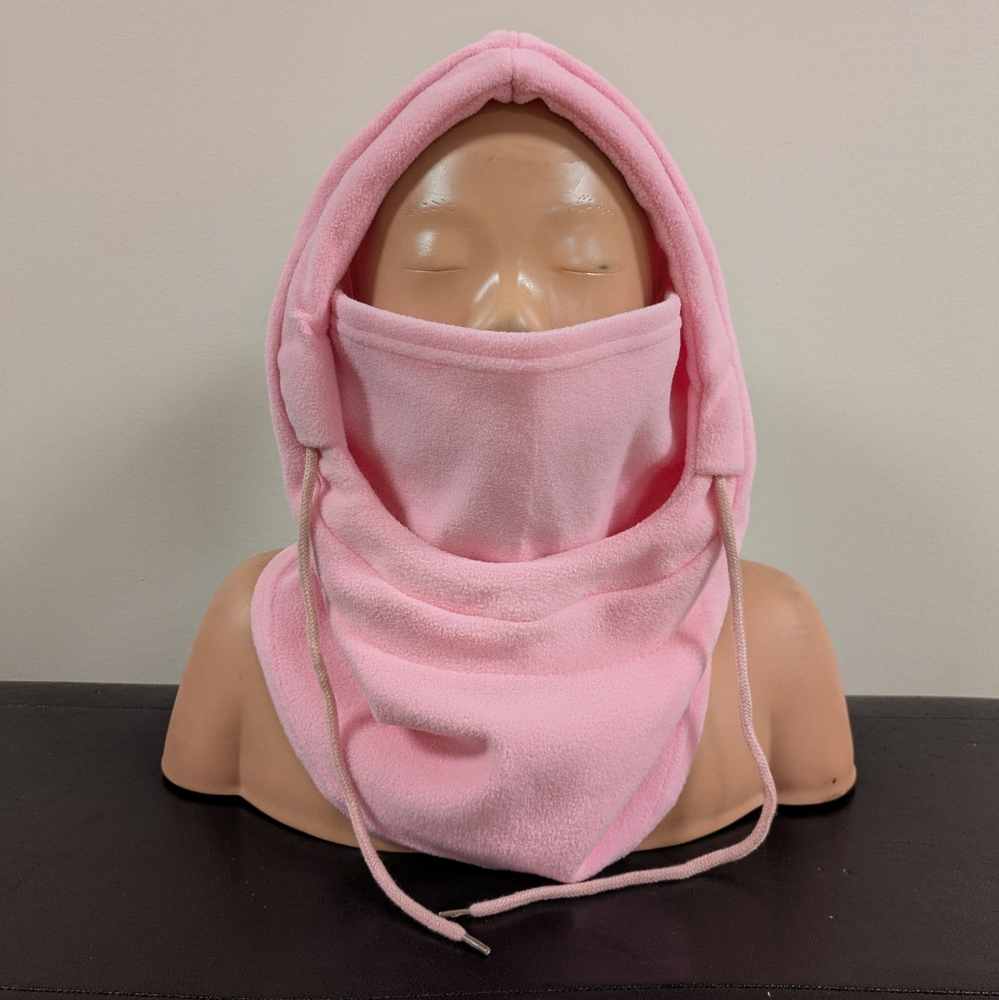 Pink Fleece Hooded Face Cover